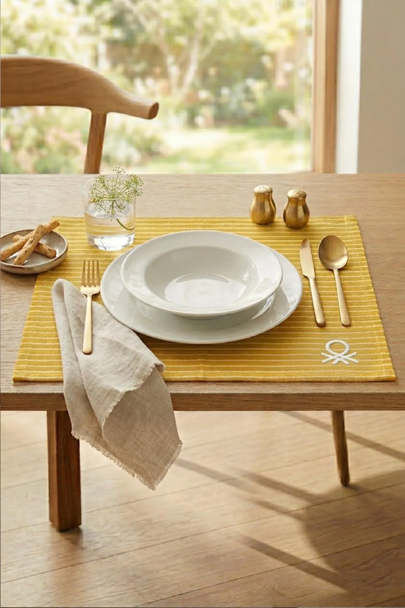 Be-28460-Ye Sarı Amerikan Servis Çizgili 4 Lü 33,50 Cm - SARI