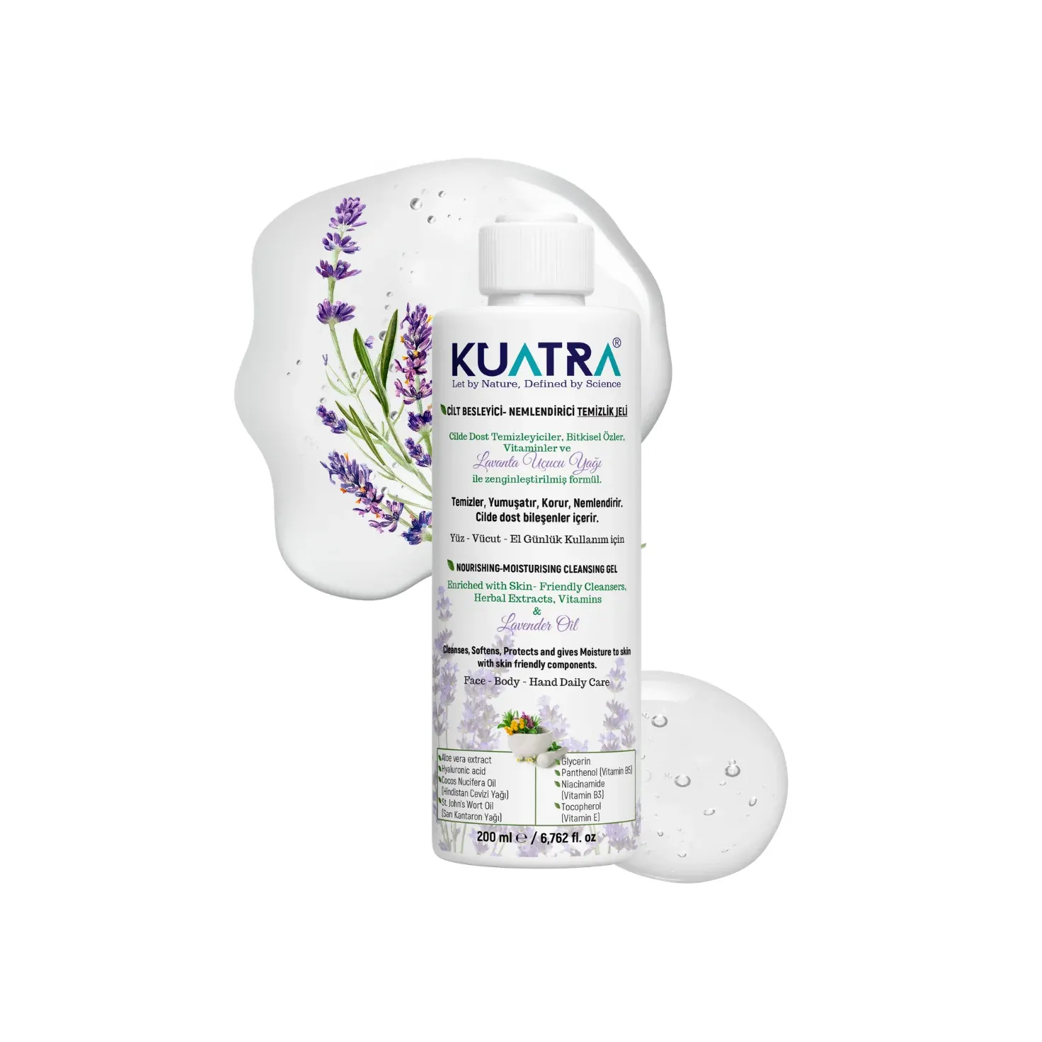 Kuatra Nemlendirici Besleyici Temizlik Jeli (Tıbbi Lavanta (Lavandula Angustifolia) Uçucu Yağı İçeren) 200ml
