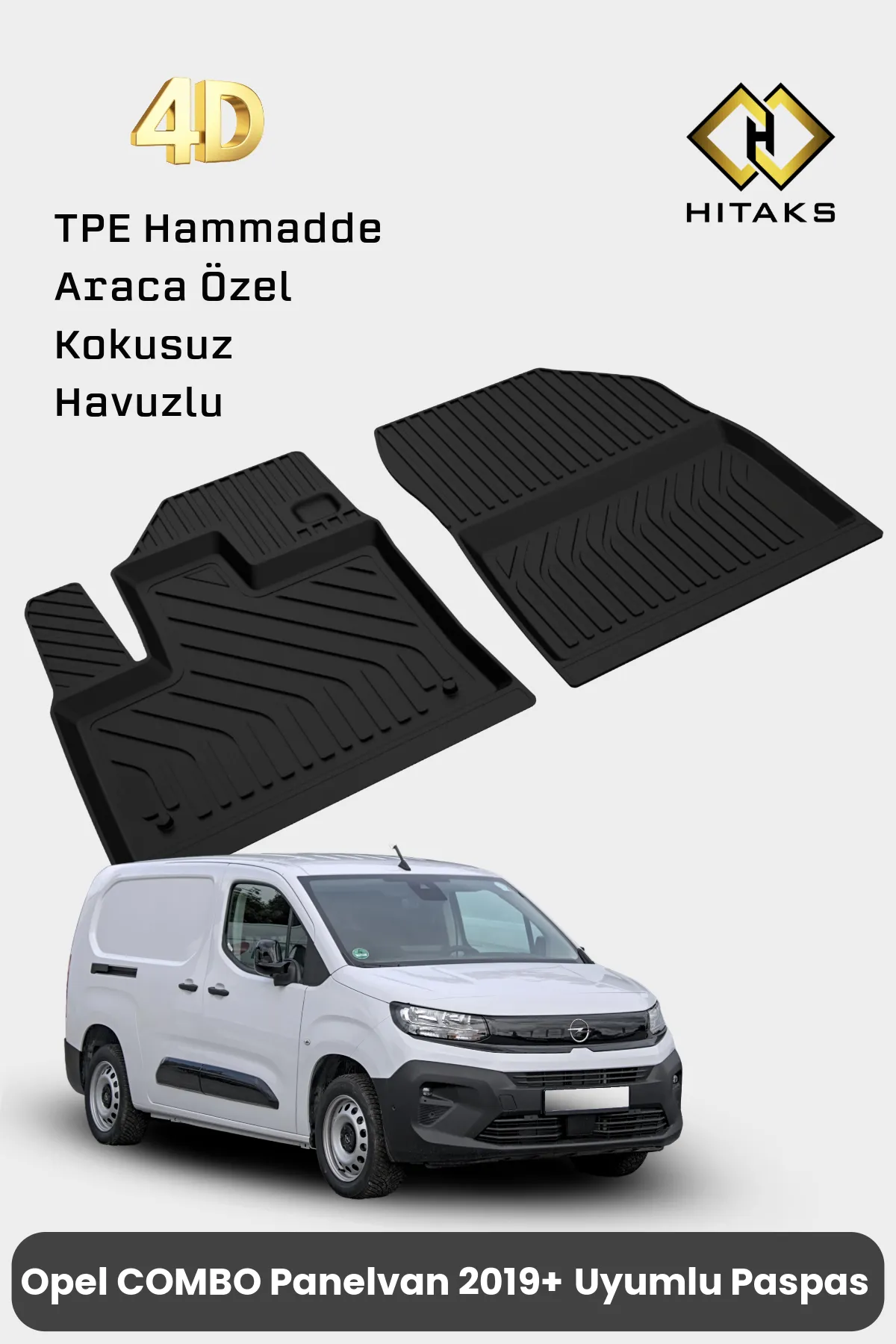 Opel Combo Panelvan Paspas Ön 2 Parça 2019 Sonrası 4D Havuzlu Paspas