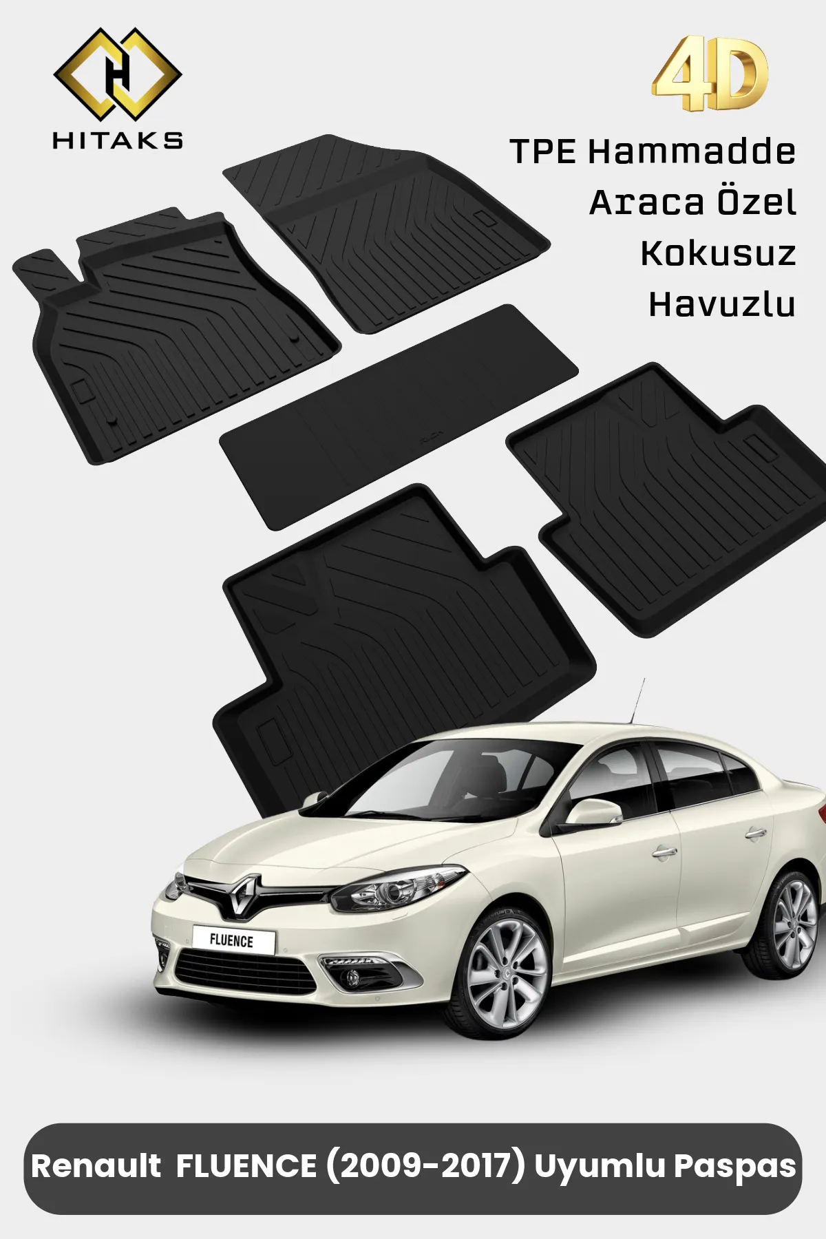 Renault Fluence 4D Havuzlu Araca Özel Paspas 2009 2010 2011 2012 2013 2014 2015 2016 2017