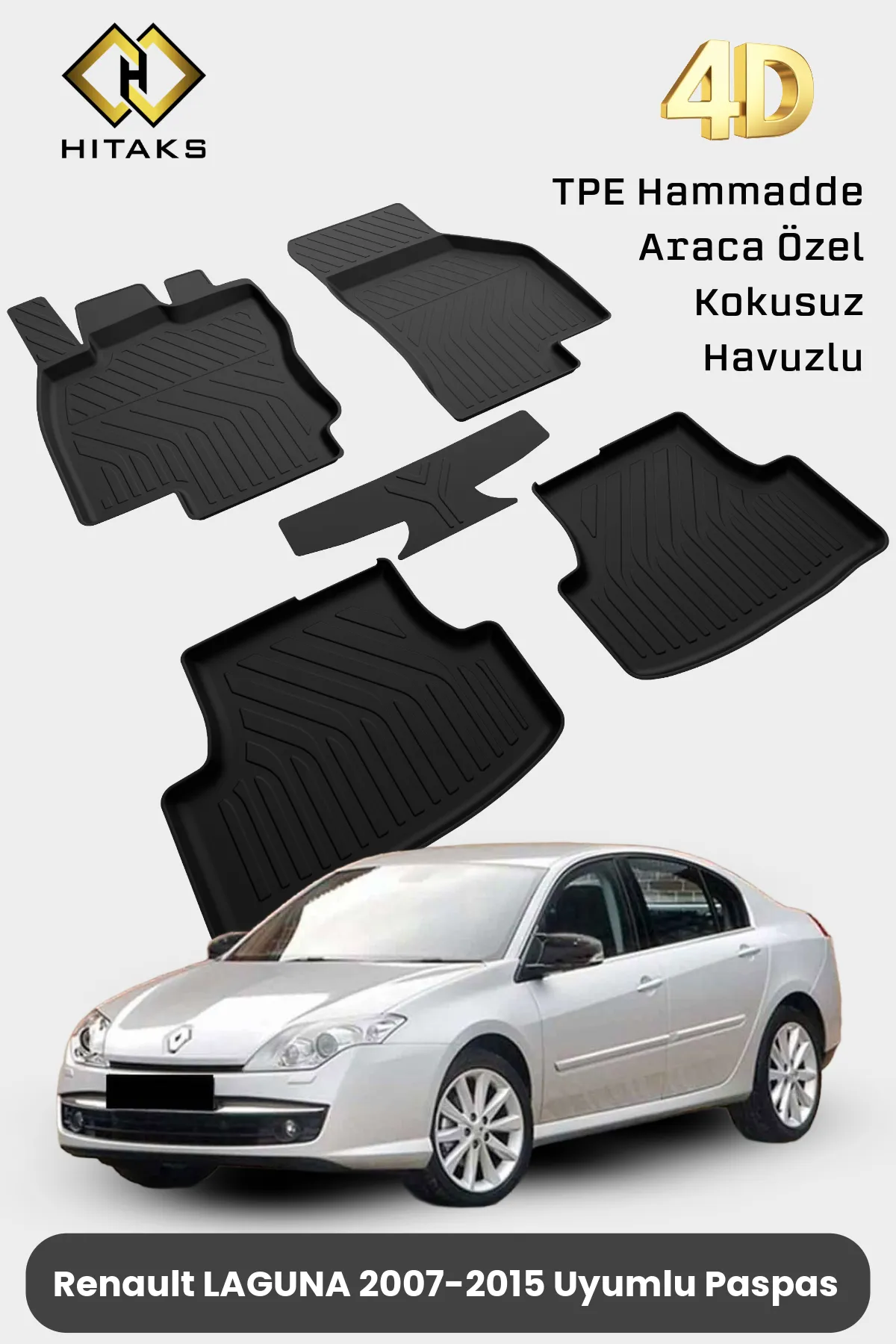 Renault Laguna 3 Havuzlu Araca Özel 4D Paspas 2007-2008-2009-2010-2011-2012-2013-2014-2015