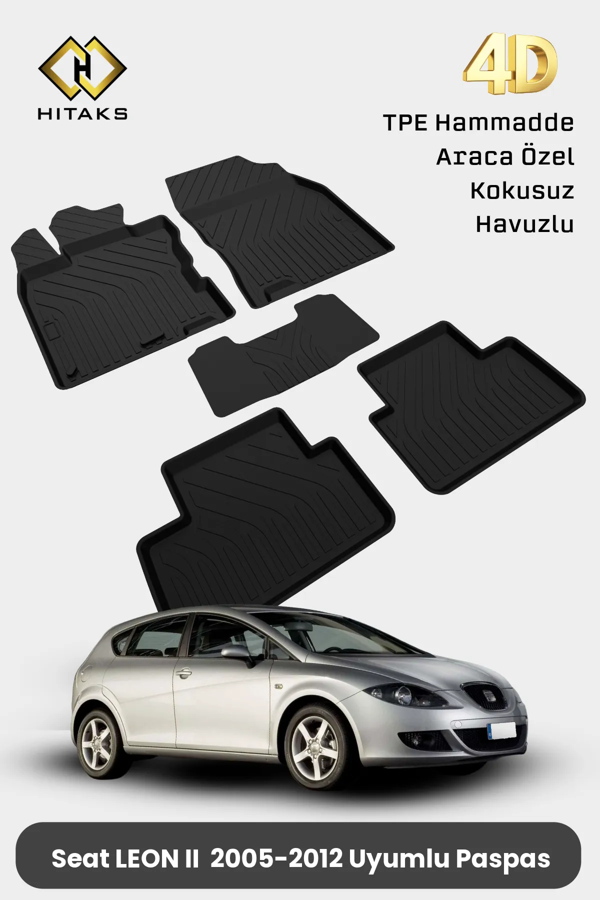 Seat Leon 2 Paspas Araca Özel 4D Havuzlu Paspas 2005 2006 2007 2008 2009 2010 2011 2012