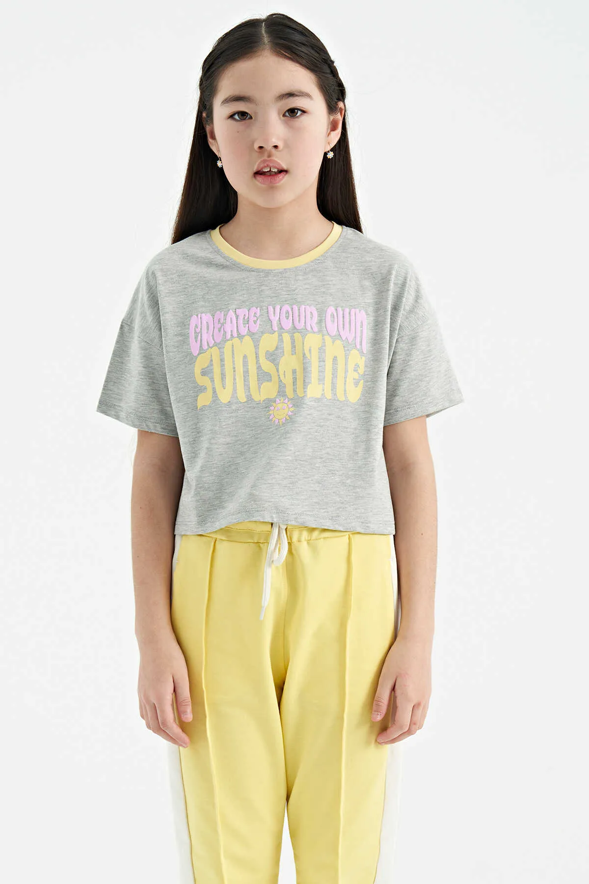 Tommylife Toptan Fiesta Renkli Yazı Baskılı O Yaka Oversize Kısa Kollu Kız Çocuk T-Shirt - 75111 - FİESTA – Fiesta, 7-8