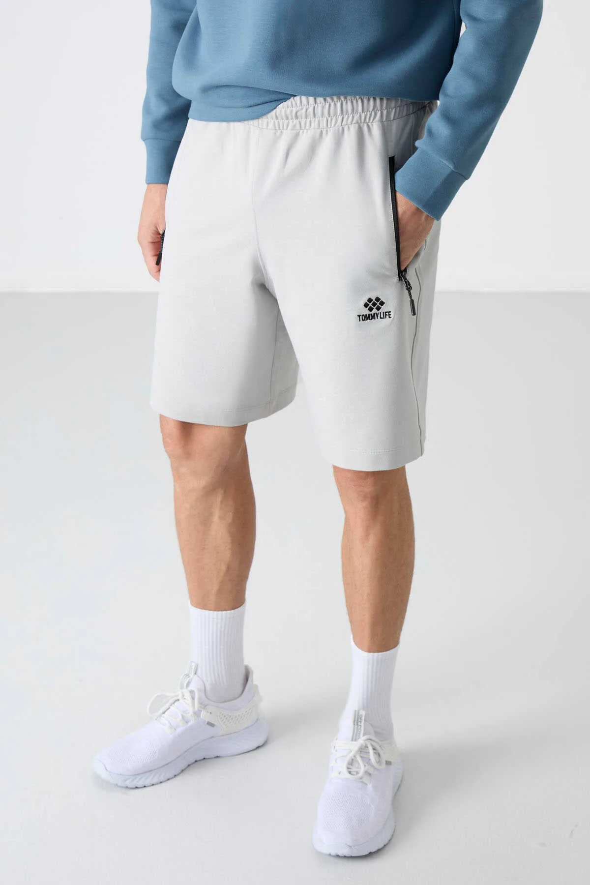 Tommylife Toptan Standart Kalıp Basic Erkek Şort 81136 Taş - TAŞ – Taş, S