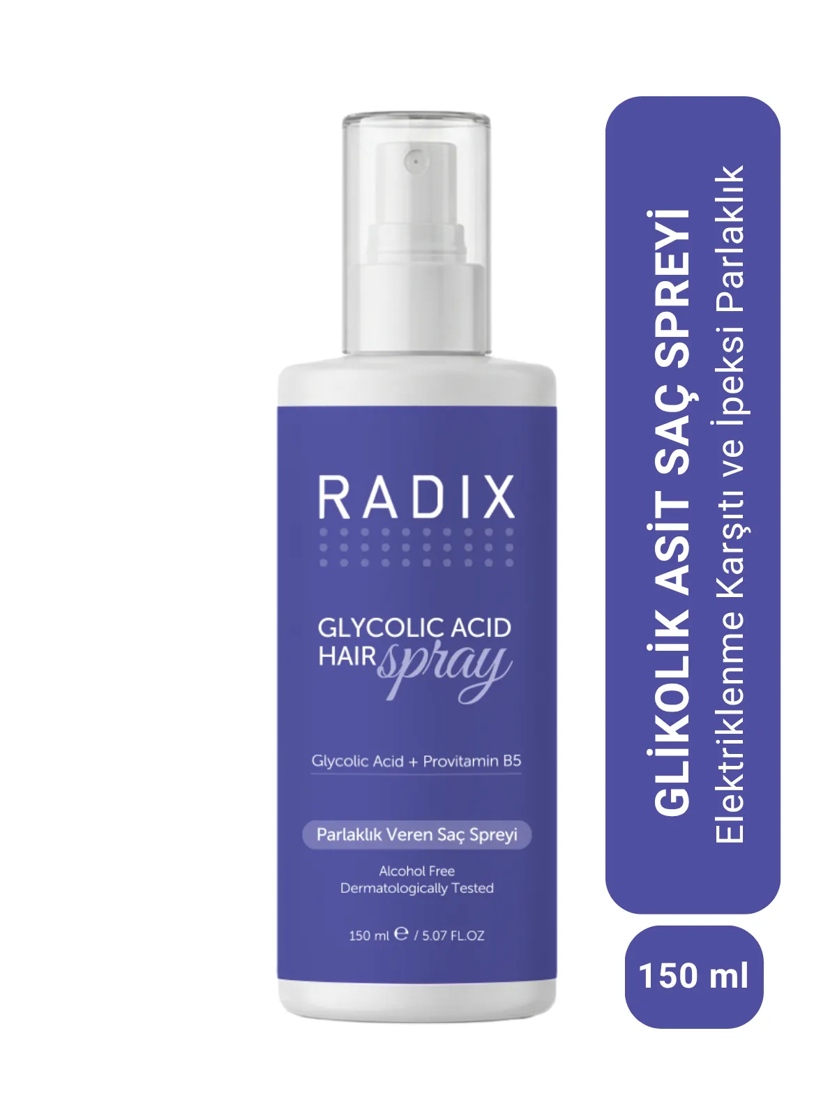 RADIX Glikolik Asit İçerikli Pürüzsüzleştirici, Elektriklenme Karşıtı ve Parlaklık Veren Saç Bakım Spreyi 150 ml